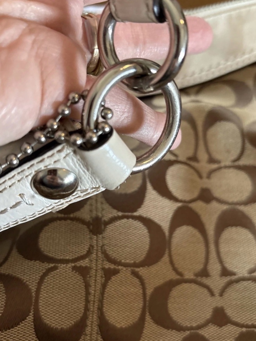 Coach Penelope Hippie Hobo Handbag Shoulder Bag F13744 Purse Khaki Putty C Logo - Picture 7 of 16